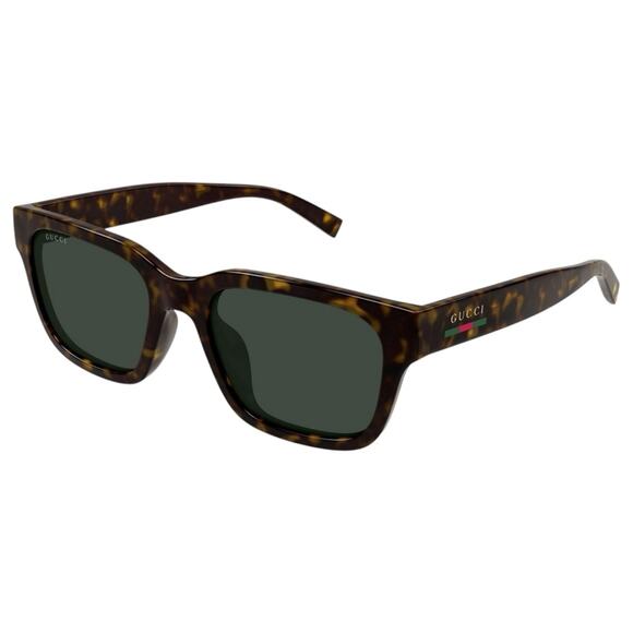 New GUCCI Sunglasses Brown Gold Red Green Web 55-20-145 mm Mens Square Gucci